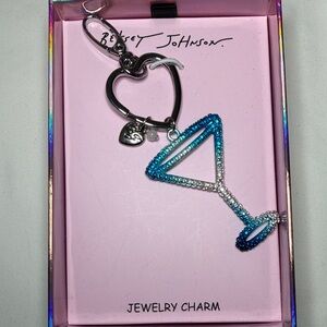 Betsey Johnson Silver and Blue Martini bag Charm or keychain